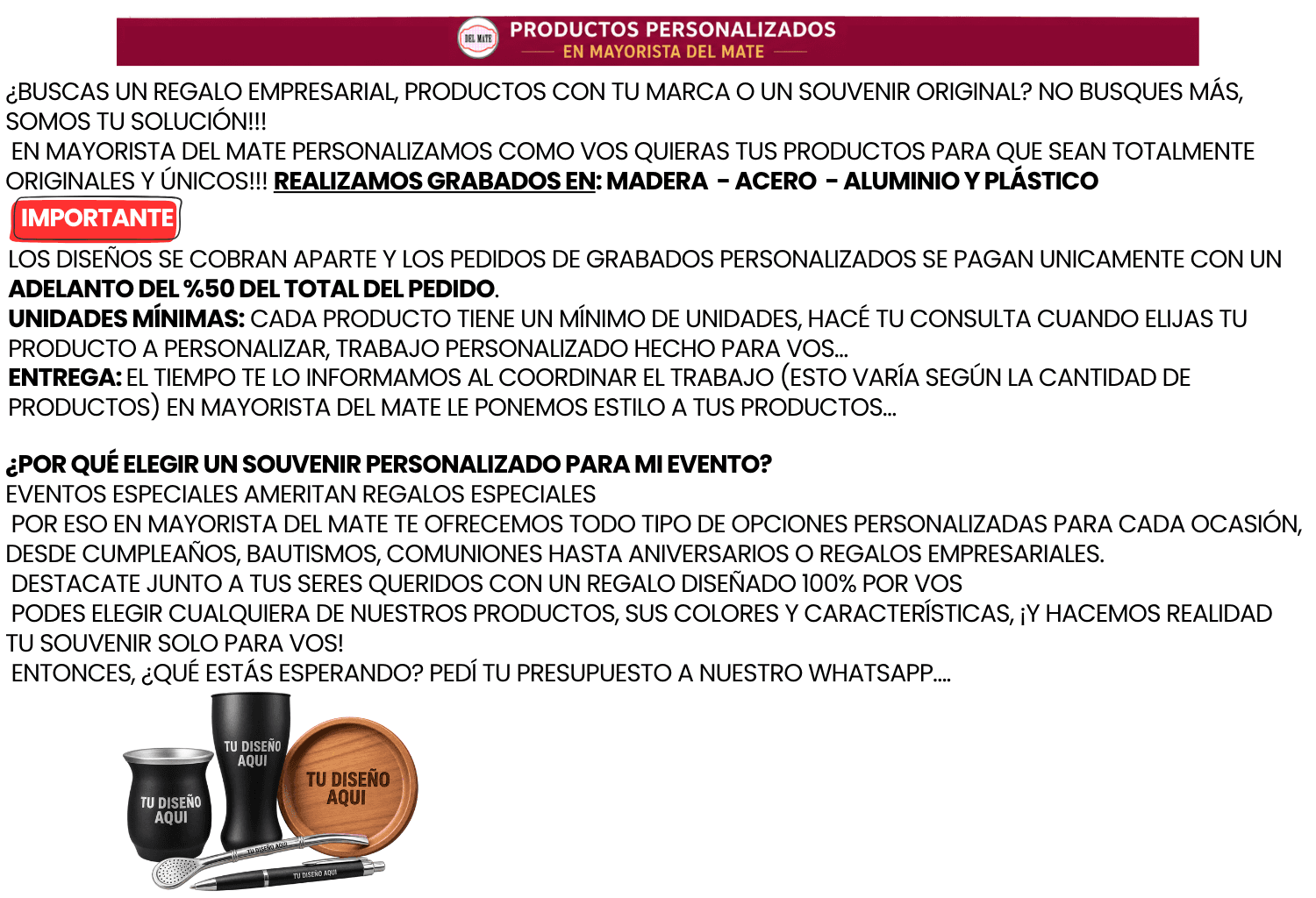 Productos personalizados - Mayorista Del Mate