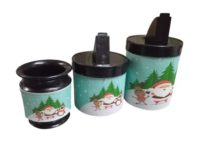 SET MATERO PVC NAVIDAD CON MATE DE PLASTICO