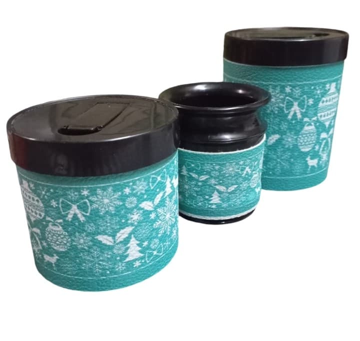 SET MATERO PVC NAVIDAD CON MATE DE PLASTICO