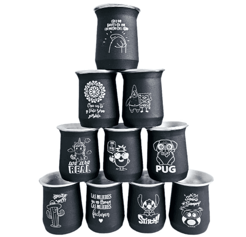 MATE ALUMINE GRABADO NEGRO