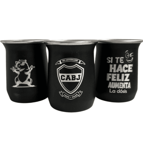 MATE ALUMINE GRABADO NEGRO