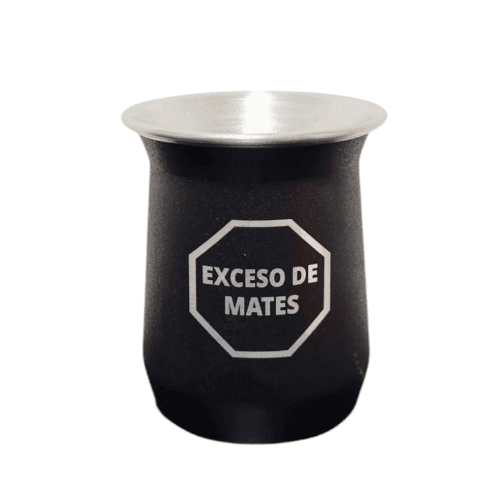 MATE ALUMINE GRABADO NEGRO