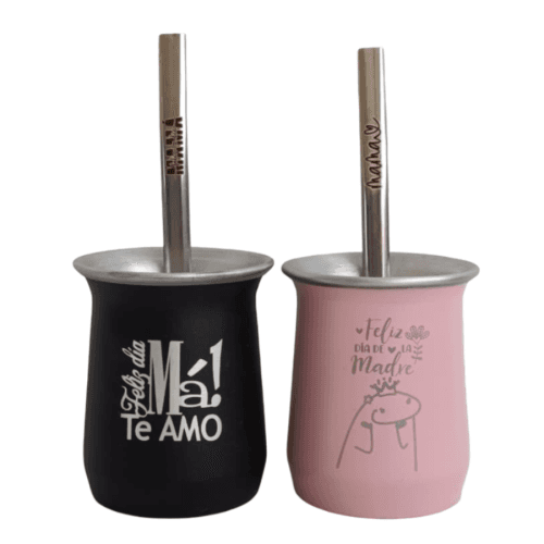 MATE ALUMINE + BOMBILLA CHATA MAMA