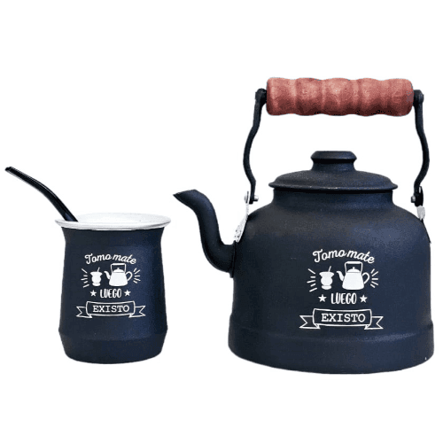 COMBO MICRO PAVA Y MATE ALUMINE GRABADO