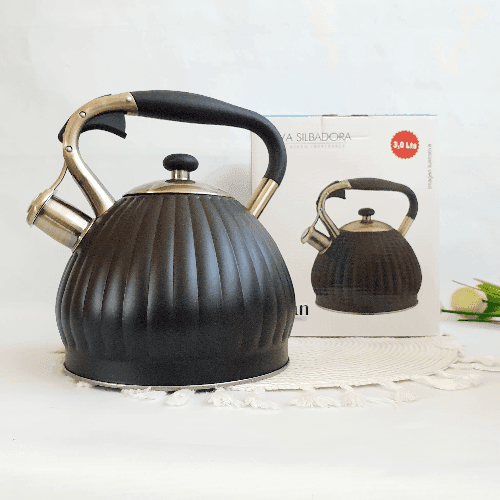PAVA SILBADORA NEGRA 3 LTS. ACERO INOX.