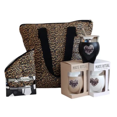 COMBO BOLSO MATERO PUFFER PRINT + YERBERA Y AZUCARERA ALQUIMIA DUO+ MATE RITUAL DTF UV