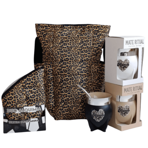 COMBO BOLSO MATERO PUFFER DOBLE BOLSILLO PRINT + YERBERA Y AZUCARERA ALQUIMIA DUO+ MATE RITUAL DTF UV