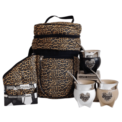 COMBO BOLSO MATERO PUFFER PRINT + YERBERA Y AZUCARERA ALQUIMIA DUO + MATE GINEBRA DTF UV